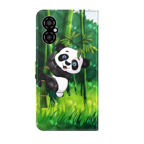 Xiaomi Poco M4 5G/Redmi 10 5G 3D Painting Pattern TPU + PU Leather Phone Case(Panda Climbing Bamboo)