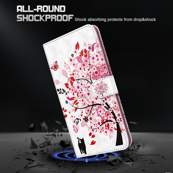 Xiaomi Redmi 10A 3D Painting Pattern TPU + PU Leather Phone Case(Cat Under The Tree)