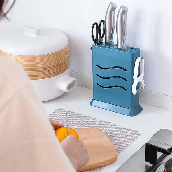 2 PCS  Kitchen Multifunctional Three-Hole Invisible Knife Holder Hollow Drain Kitchenware Storage Rack(White)