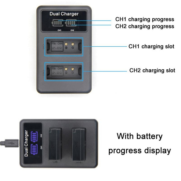 LP-E12 Vertical Dual Charge Action Camera Battery Charger