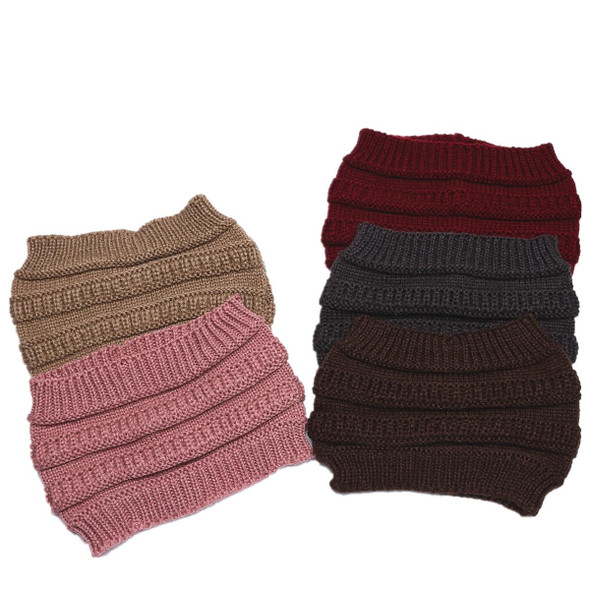 Autumn and Winter Women Knitted Headband Widening Face Wash Head Cover(Coffee)