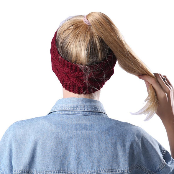 2 PCS Twist Hair Accessories Hair Band Knitted Wool Thickened Warm Headgear(Beige)