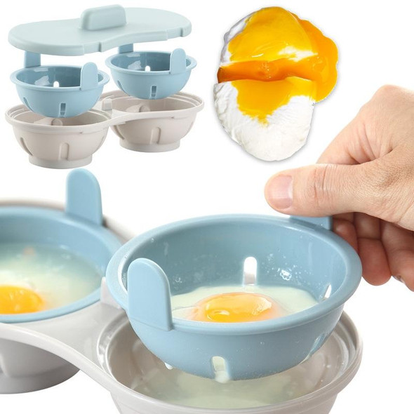 Two-compartment Steamed Egg Box Microwave Steamed Egg Plate  Egg Mold(Orange)