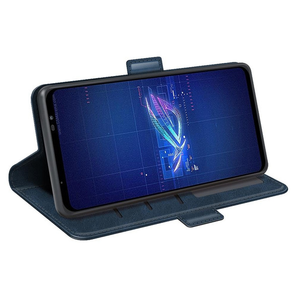 Asus ROG Phone 6 Dual-side Magnetic Buckle Horizontal Flip Leatherette Phone Case(Dark Blue)