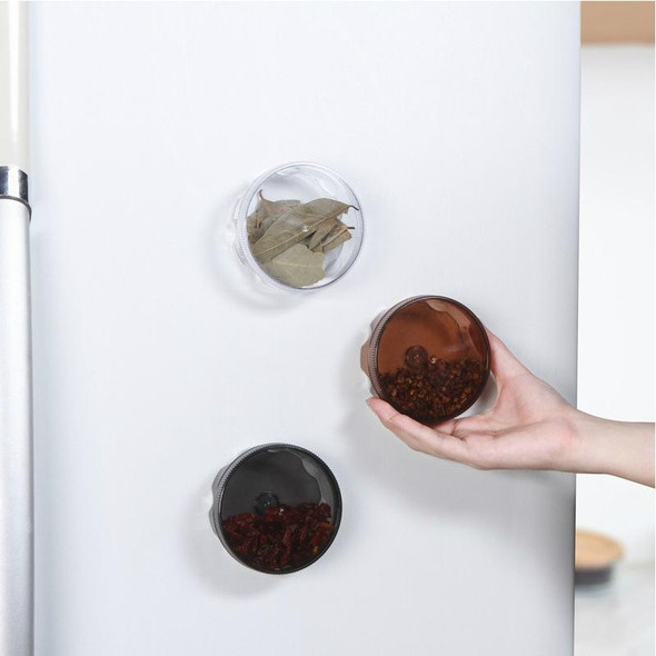 2 PCS Magnetic Suction Round Wall-mounted Seasoning Jar(Transparent Black)