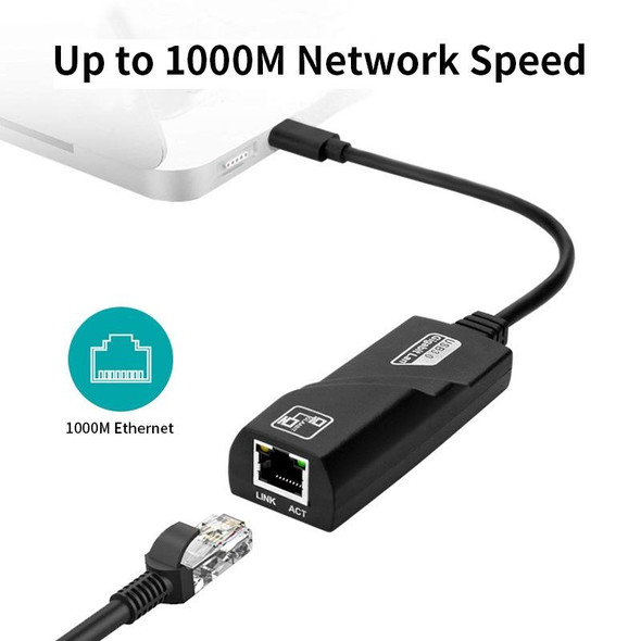 JSM 1000 Mbps USB-C / Type-C to RJ45 Ethernet Adapter Network Cable