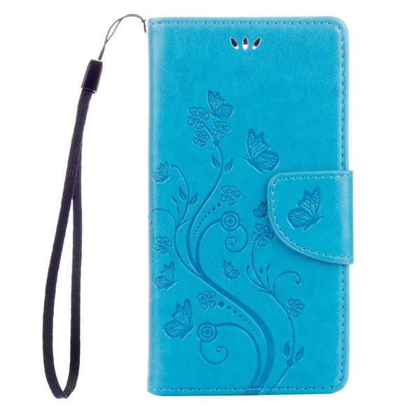 Flowers Embossing Horizontal Flip Leatherette Case for Wiko U Feel, with Holder & Card Slots & Wallet & Lanyard(Blue)