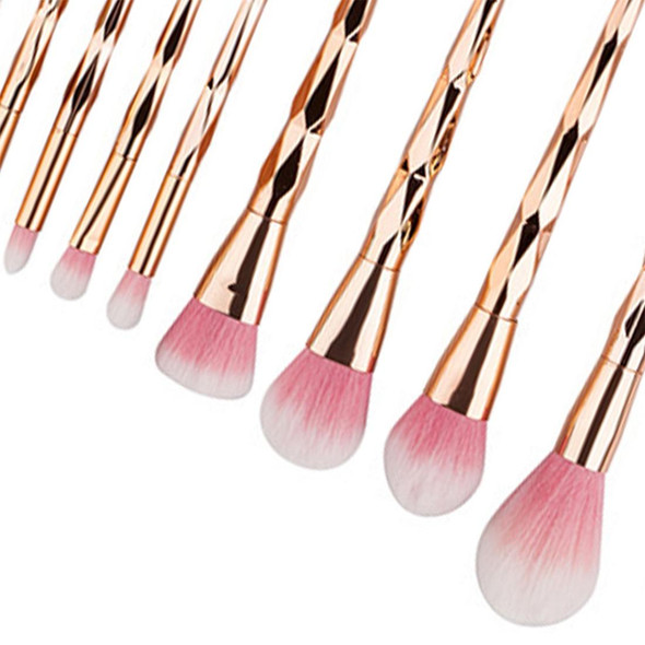 10 in 1 Diamond Style Handle Makeup Brush Cosmetic Foundation Cream Powder Blush Makeup Tool Set(Gold)