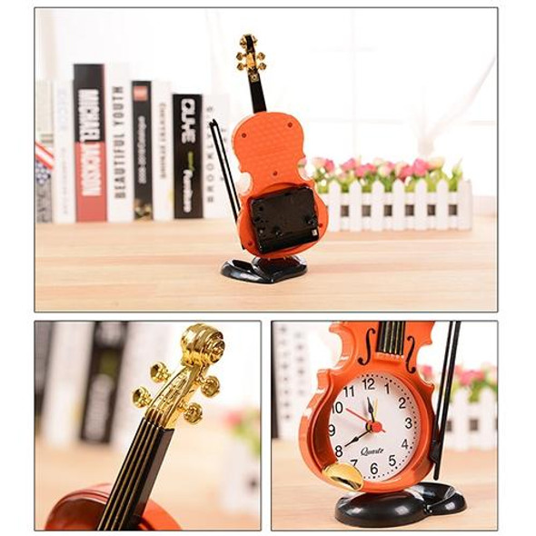 Multi-functional Originality Violin Electronics Pointer Alarm Clock with Pen Holder (White)