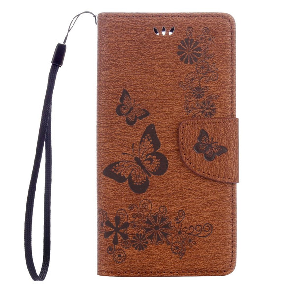 Butterflies Embossing Horizontal Flip Leatherette Case for Wiko U Feel, with Holder & Card Slots & Wallet & Lanyard(Brown)