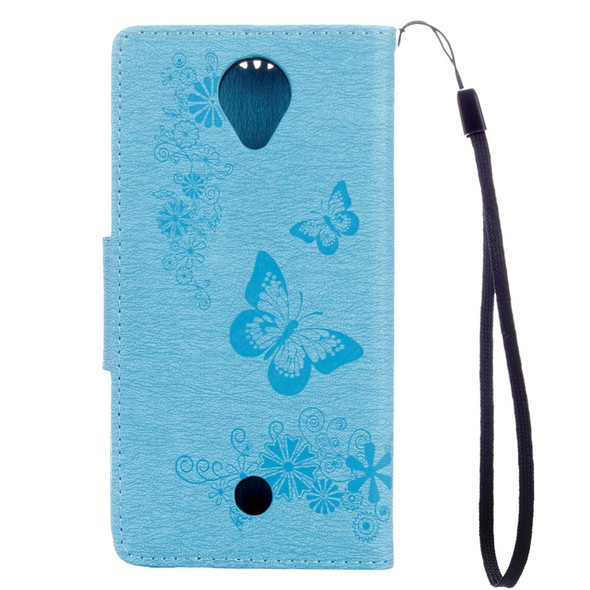 Butterflies Embossing Horizontal Flip Leatherette Case for Wiko U Feel, with Holder & Card Slots & Wallet & Lanyard(Blue)