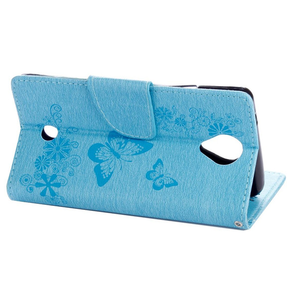 Butterflies Embossing Horizontal Flip Leatherette Case for Wiko U Feel, with Holder & Card Slots & Wallet & Lanyard(Blue)