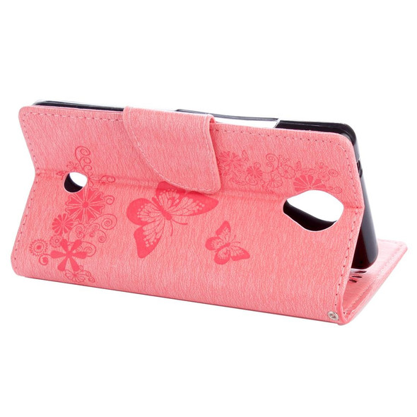 Butterflies Embossing Horizontal Flip Leatherette Case for Wiko U Feel, with Holder & Card Slots & Wallet & Lanyard(Pink)
