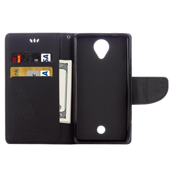 Butterflies Embossing Horizontal Flip Leatherette Case for Wiko U Feel, with Holder & Card Slots & Wallet & Lanyard(Black)