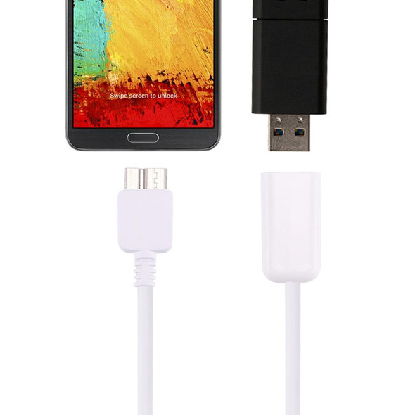 21cm Micro USB 3.0 Male to USB 2.0 Female OTG Converter Adapter Cable, - Galaxy Note III / N9000(White)