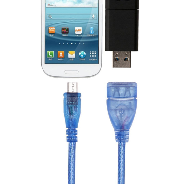 29cm Micro USB Male to USB 2.0 Female OTG Converter Adapter Cable for Samsung Galaxy S7 & S7 Edge / LG G4 / Huawei P8 / Xiaomi Mi4 and other Smartphones (Blue)