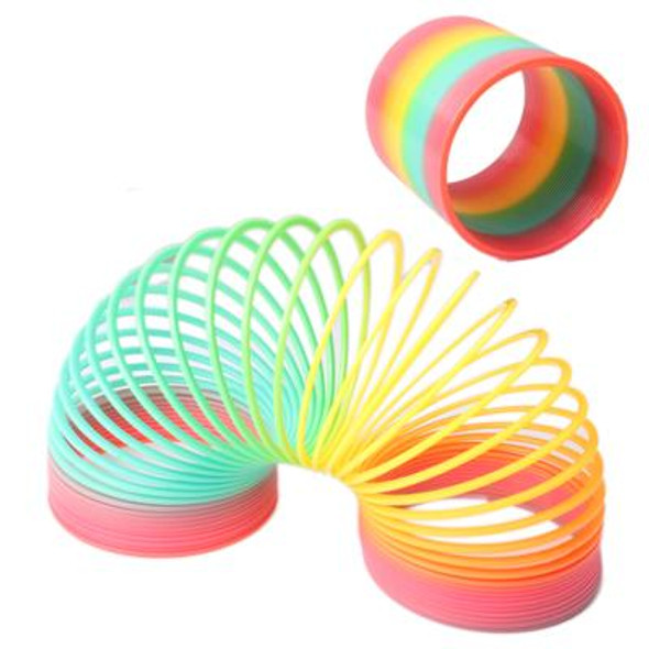Classic Toy Kaleidoscope Rainbow Ring Folding Plastic Spring Coil Toy for Children (Random Delivery)
