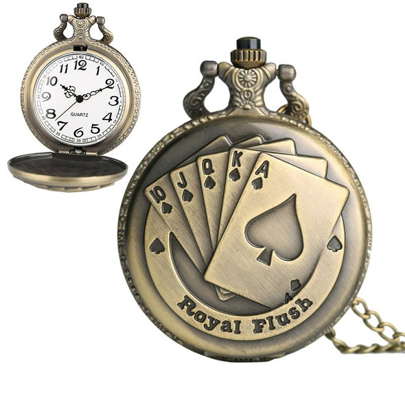 Playing Card Pattern Zinc Alloy Quartz Waterproof Pocket Watch