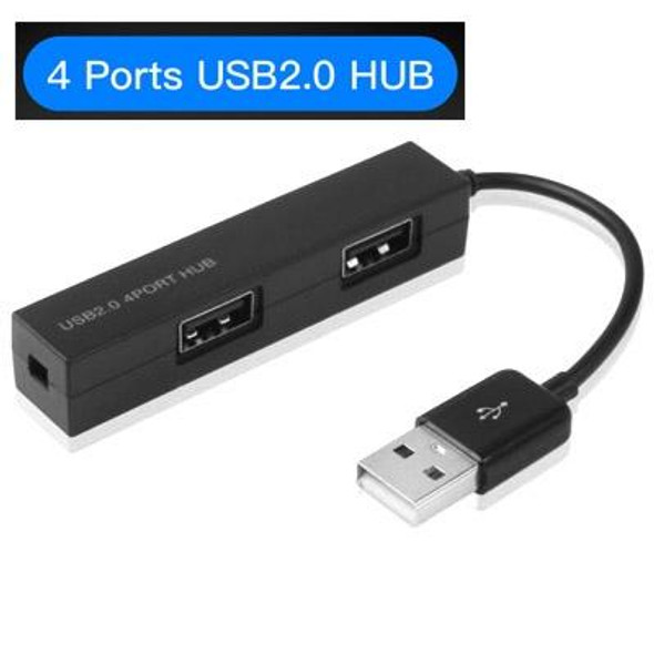 High Speed 480Mbps 4 Ports USB 2.0 HUB Portable USB Splitter(Black)