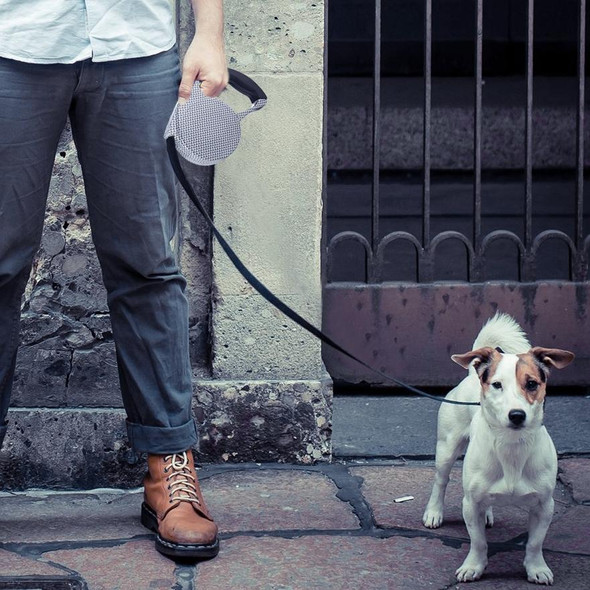 5m Black and White Grid Pattern Easy Operation Retractable Dog Leash(Black)