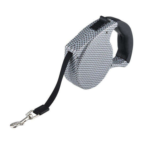 5m Black and White Grid Pattern Easy Operation Retractable Dog Leash(Black)