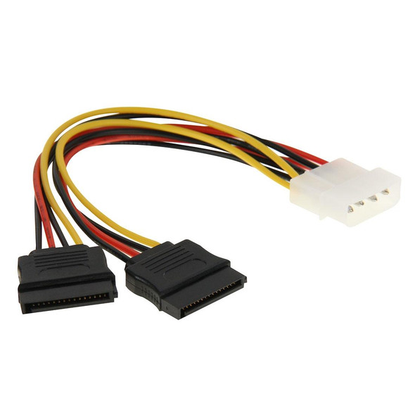 2 x 15 Pin to 4 Pin to 4 Pin Serial SATA Power Adapter Cable, Core Material: Aluminium + Magnesium, Length: 18cm