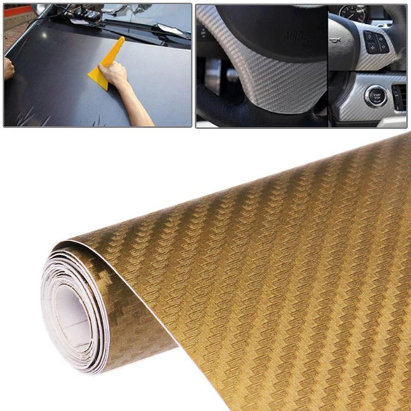 Car Decorative 3D Carbon Fiber PVC Sticker, Size: 127cm x 50cm(Gold)