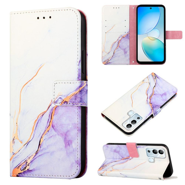 Infinix Hot 12i X665 PT003 Marble Pattern Flip Leather Phone Case(White Purple)