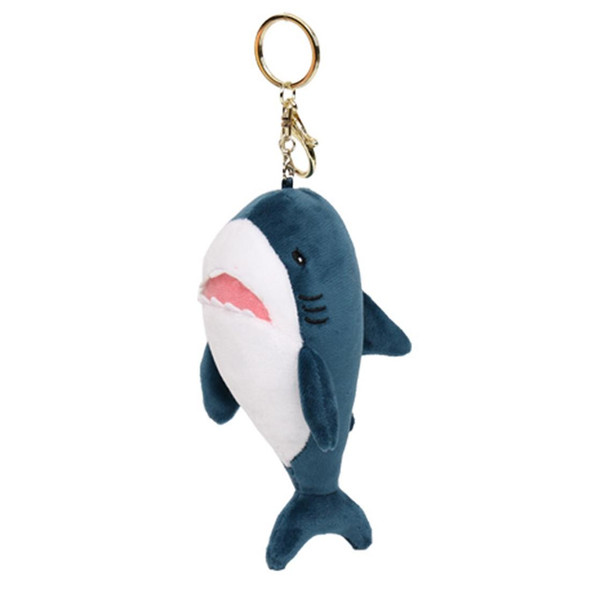 Cute Short Plush Cartoon Shark Doll Key Ring (Gold)