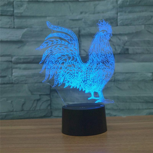 Cock Shape 3D Colorful LED Vision Light Table Lamp, USB Touch Version