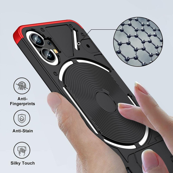 Nothing Phone 1 GKK Three Stage Splicing Full Coverage PC Phone Case(Black Red)