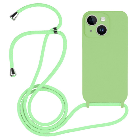 iPhone 14 Plus Crossbody Lanyard Liquid Silicone Case(Matcha Green)