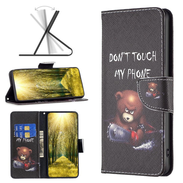 vivo Y35/Y22 Colored Drawing Pattern Leather Phone Case(Bear)