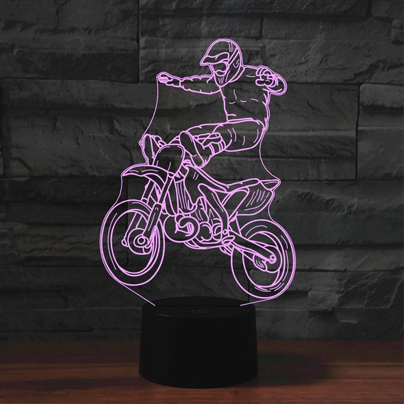 Black Base Creative 3D LED Decorative Night Light, Powered by USB and Battery, Pattern:Motorcycle Stunt 1