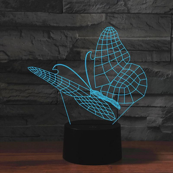 Butterfly Shape 3D Colorful LED Vision Light Table Lamp, 16 Colors Remote Control Version