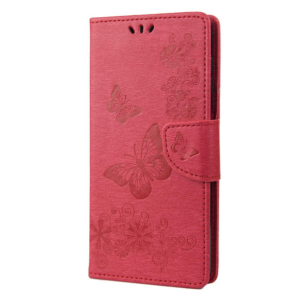 Asus Zenfone 9 Butterfly Embossed Horizontal Flip Leatherette Phone Case(Red)