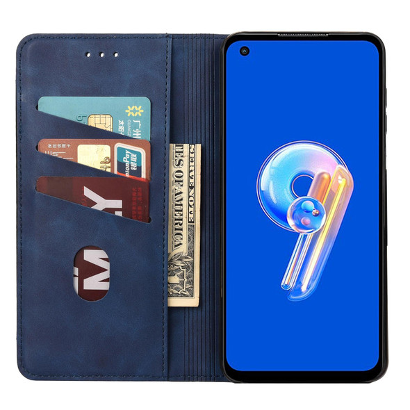Asus Zenfone 9 Skin Feel Splicing Leatherette Phone Case(Blue)