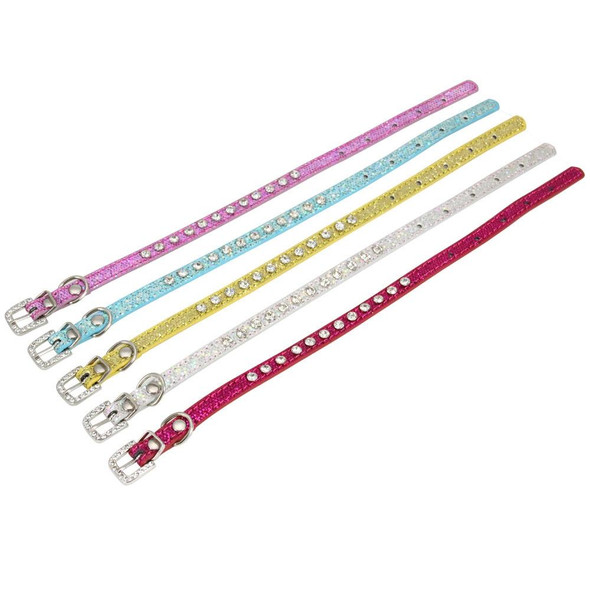 1.0 x 30cm Glitter Diamond Cat Neck Collar Decorative Supplies, Color: No Diamond Rose Red