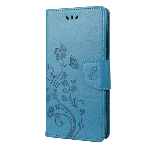 Asus Zenfone 9 Butterfly Flower Pattern Flip Leatherette Phone Case(Blue)