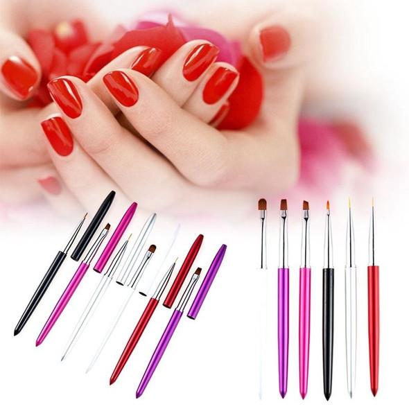 Nail Brush Color Painting Flower Carving Pen Pull Pen Light Therapy Gel Pen Flat Head Pen Nail Pen(Purple)