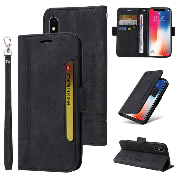 iPhone X / XS BETOPNICE Dual-side Buckle Leather Phone Case(Black)