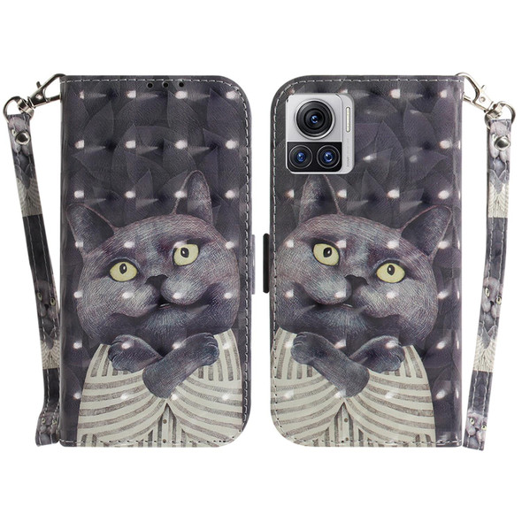 Motorola Moto X30 Pro 5G/Edge 30 Ultra 5G 3D Colored Horizontal Flip Leather Phone Case(Hug Cat)