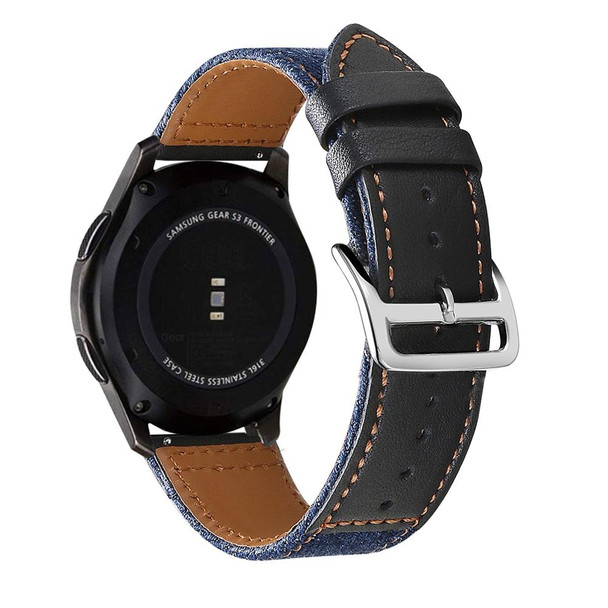 22mm Denim Leatherette Watch Band(Black A)