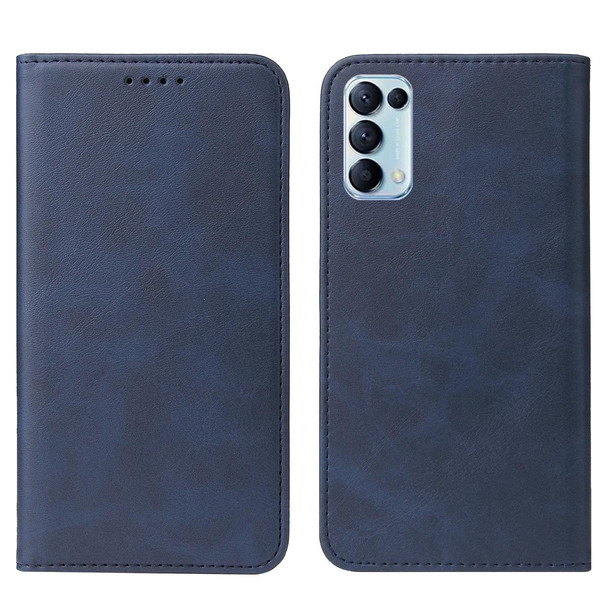 OPPO Reno5 4G Magnetic Closure Leather Phone Case(Blue)