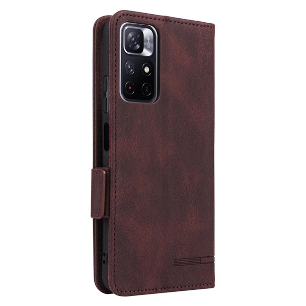 Xiaomi Redmi Note 11S / Poco M4 Pro 5G Magnetic Clasp Flip Leather Phone Case(Brown)