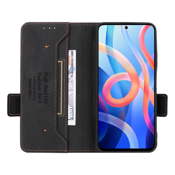 Xiaomi Redmi Note 11S / Poco M4 Pro 5G Magnetic Clasp Flip Leather Phone Case(Black)