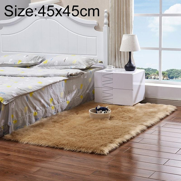 Luxury Rectangle Square Soft Artificial Wool Sheepskin Fluffy Rug Fur Carpet, Size:45x45cm(Khaki)