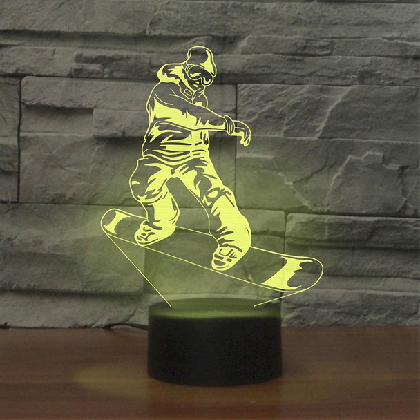 Skate Boy Shape 3D Colorful LED Vision Light Table Lamp, USB Touch Version