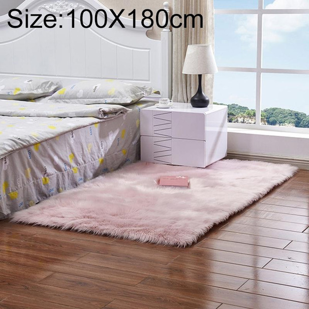 Luxury Rectangle Square Soft Artificial Wool Sheepskin Fluffy Rug Fur Carpet, Size:100x180cm(Pink)