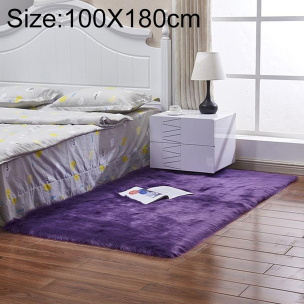 Luxury Rectangle Square Soft Artificial Wool Sheepskin Fluffy Rug Fur Carpet, Size:100x180cm(Purple)
